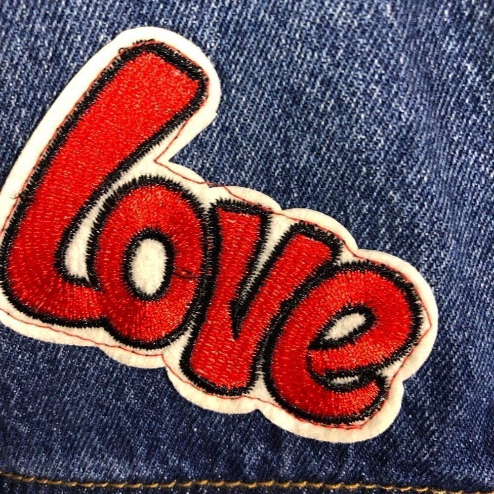 Denim Jacket with Patch Details Size Large - Picture 6 of 7